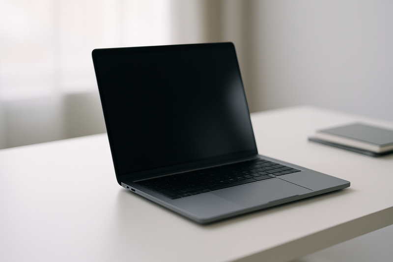 Image d'un MacBook Pro moderne sur un bureau épuré