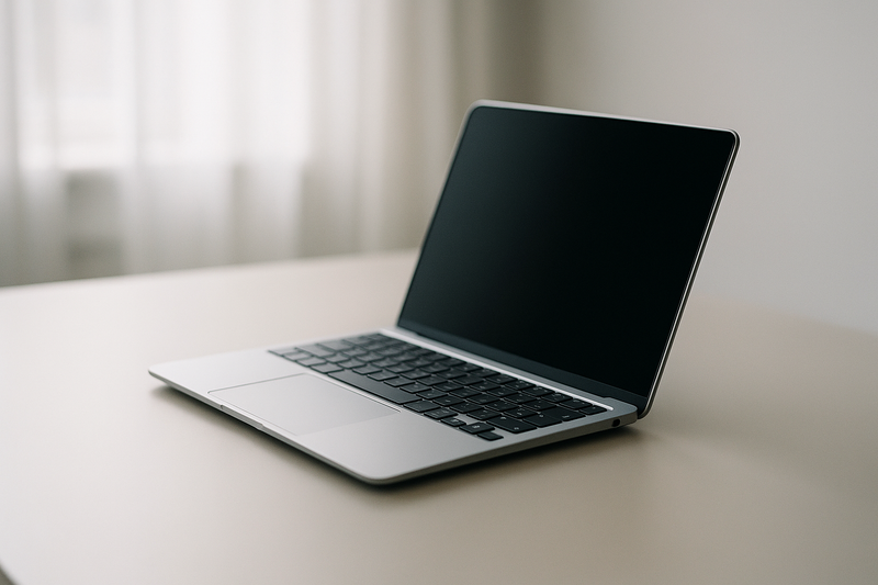 MacBook Air Retina 2018 sur un bureau minimaliste, photo tech