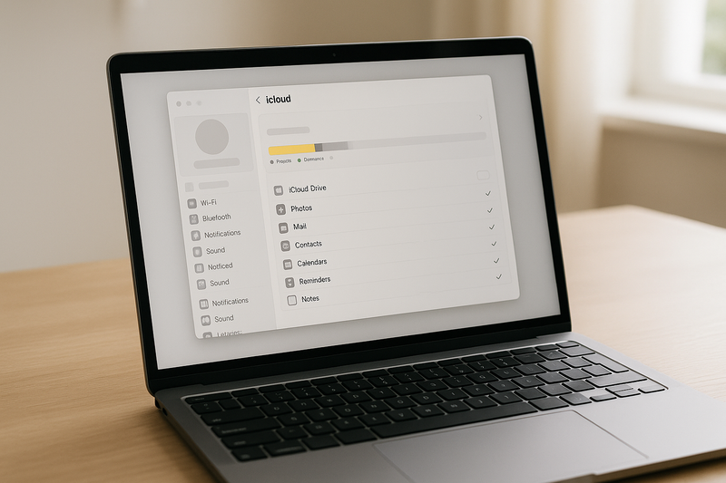 Vérification des paramètres iCloud sur un MacBook