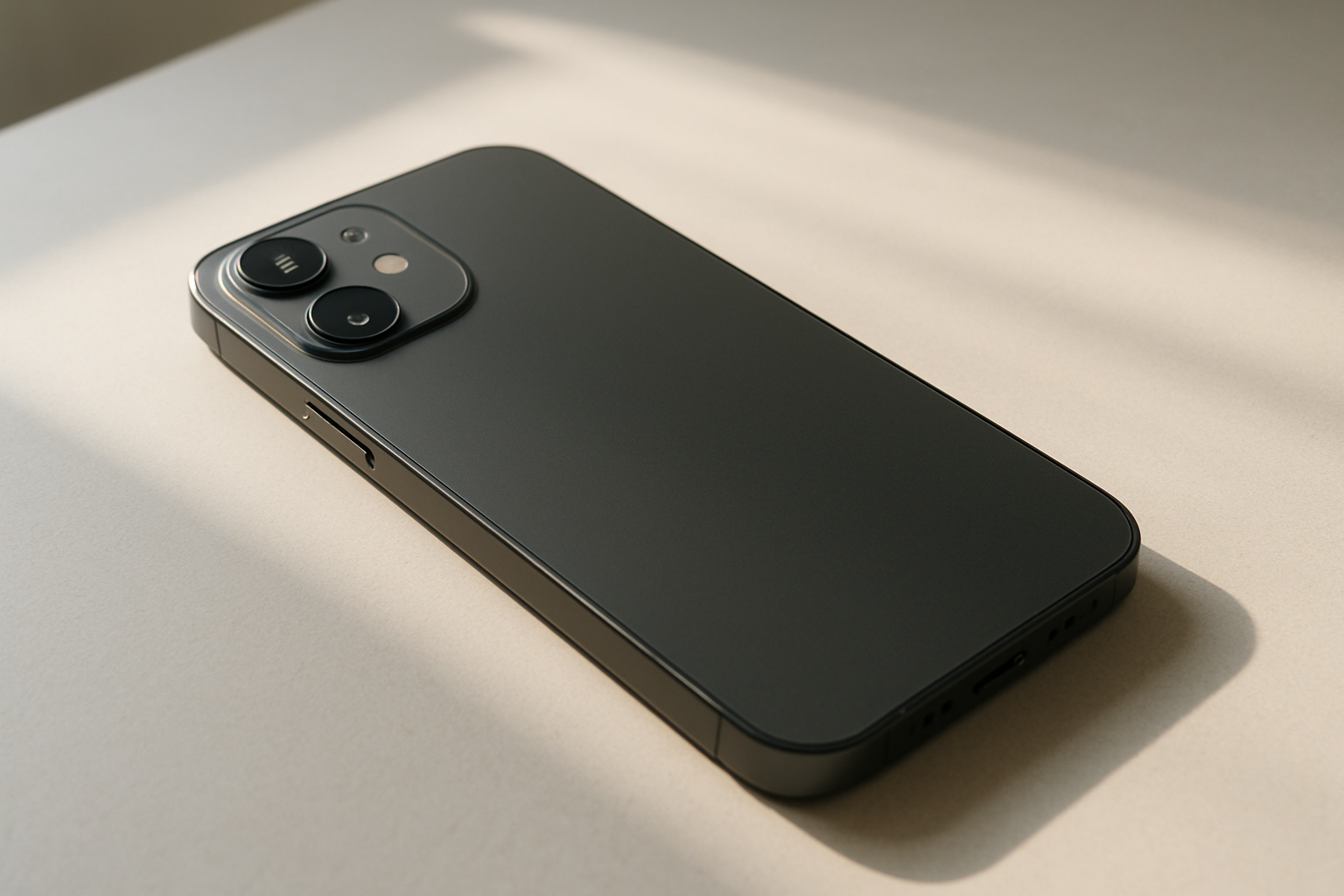 iPhone moderne sur une table épurée, illustration tech