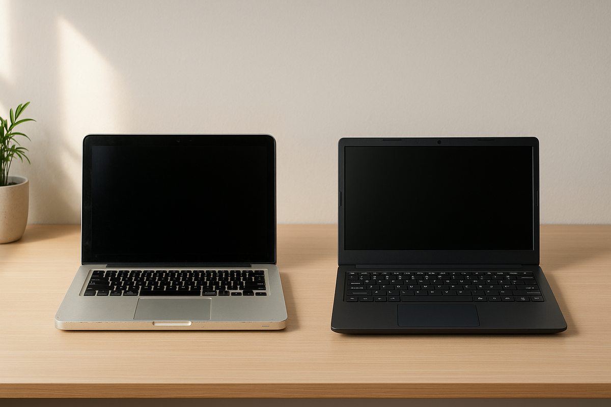 Comparaison entre un MacBook d'occasion et un PC neuf bas de gamme