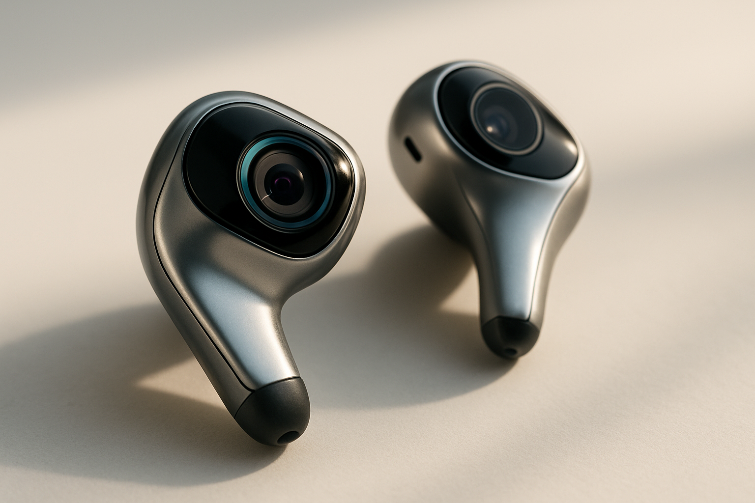 Concept d'AirPods avec caméra, design moderne et épuré