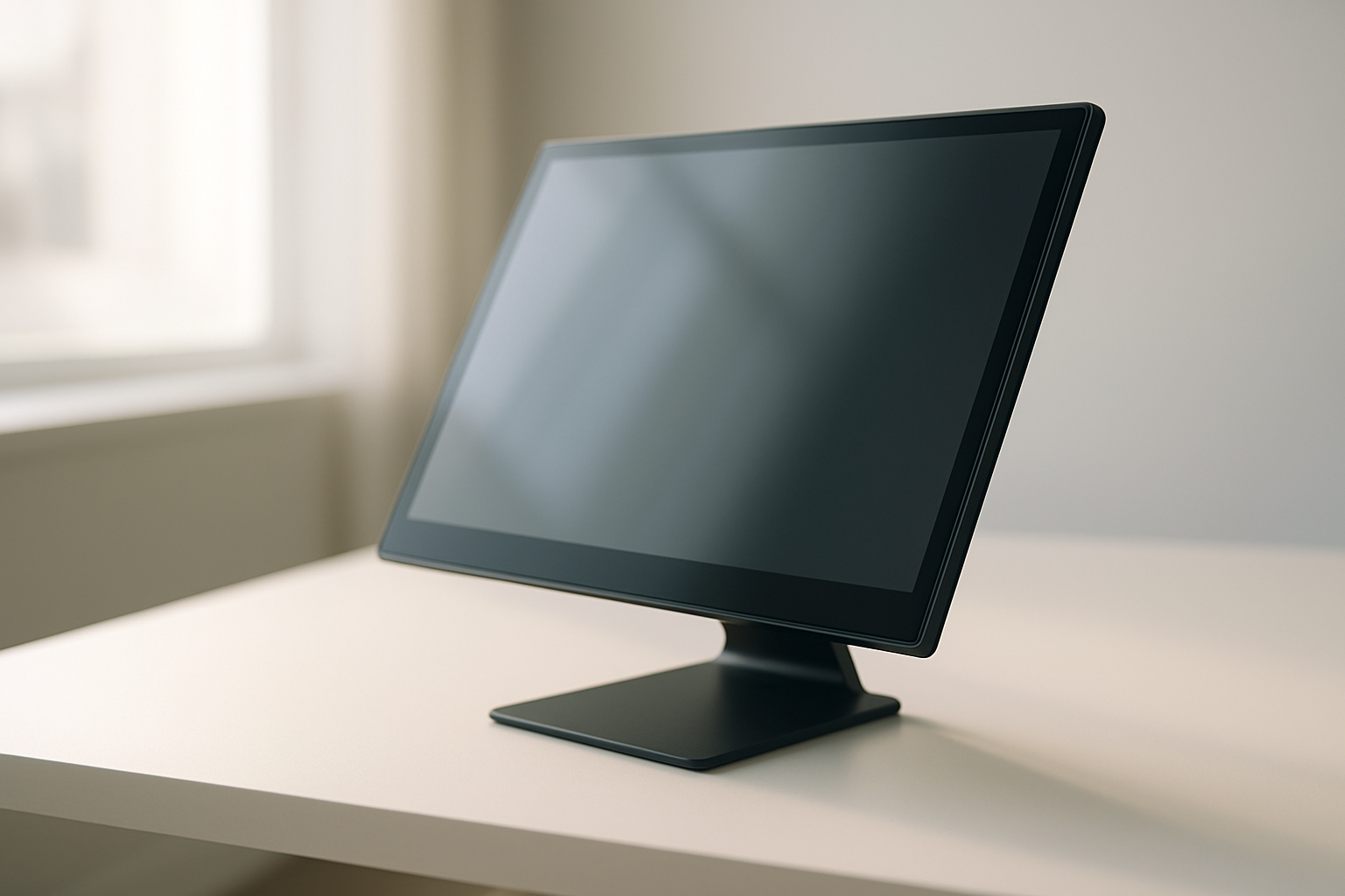 Écran tactile Alogic Aspekt Touch 27 pouces sur un bureau moderne