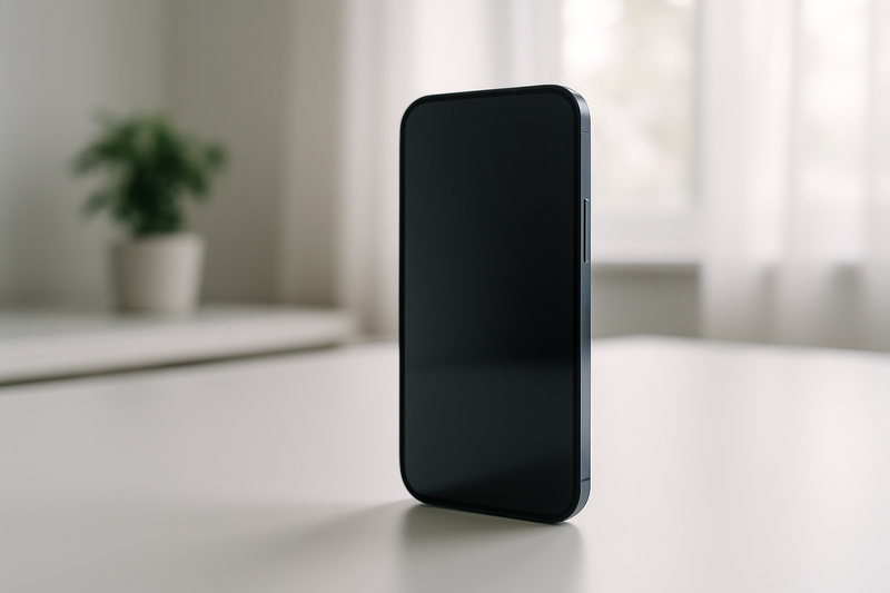 Illustration d'un smartphone moderne sur un bureau épuré, mettant en avant le design compact
