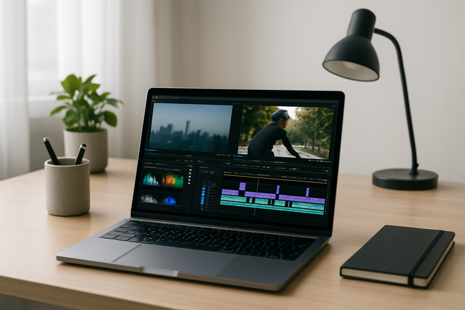 MacBook d'occasion utilisé pour le montage vidéo 4K avec logiciel de montage visible