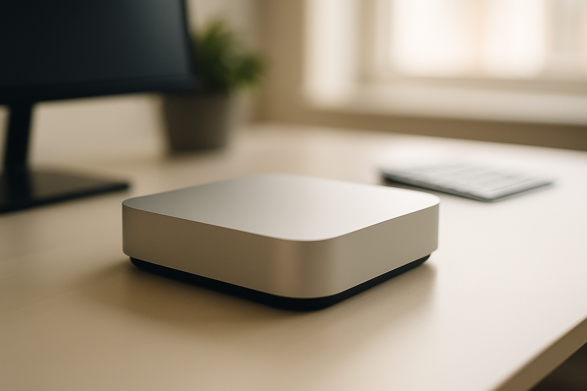 Nouveau Mac Mini avec M6 chip sur un bureau épuré