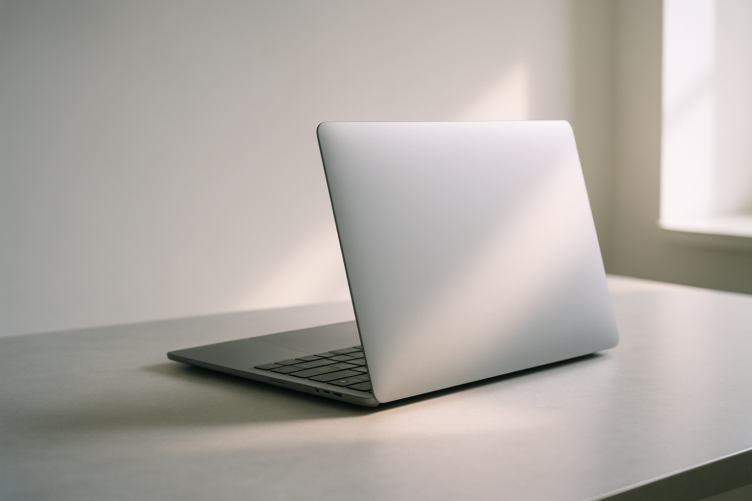 Nouvelle technologie Apple avec un MacBook moderne sur un bureau épuré