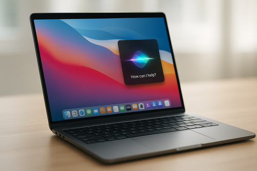 MacBook avec interface Siri AI, illustration de l'actualité WWDC 2026
