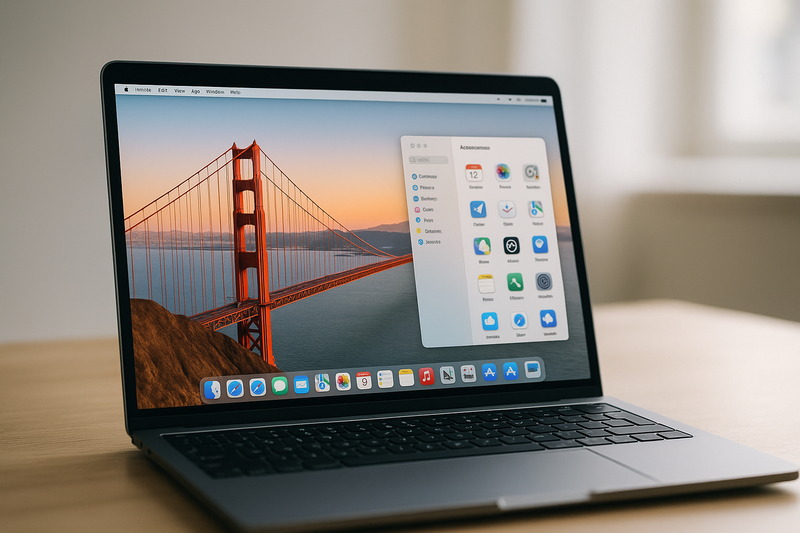 MacBook affichant l'interface de macOS Golden Gate