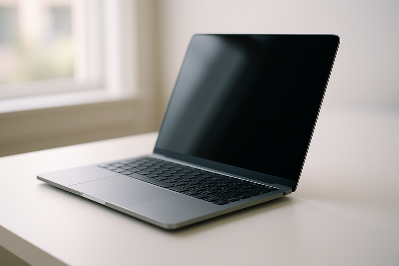 MacBook d'occasion sur un bureau minimaliste