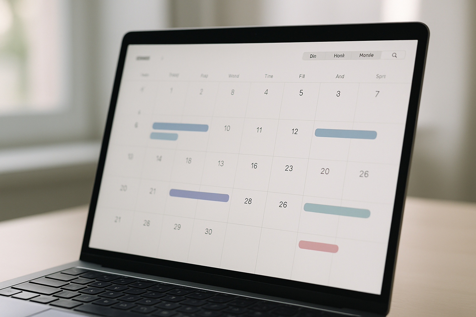 Interface moderne de l'application Calendrier sur un MacBook