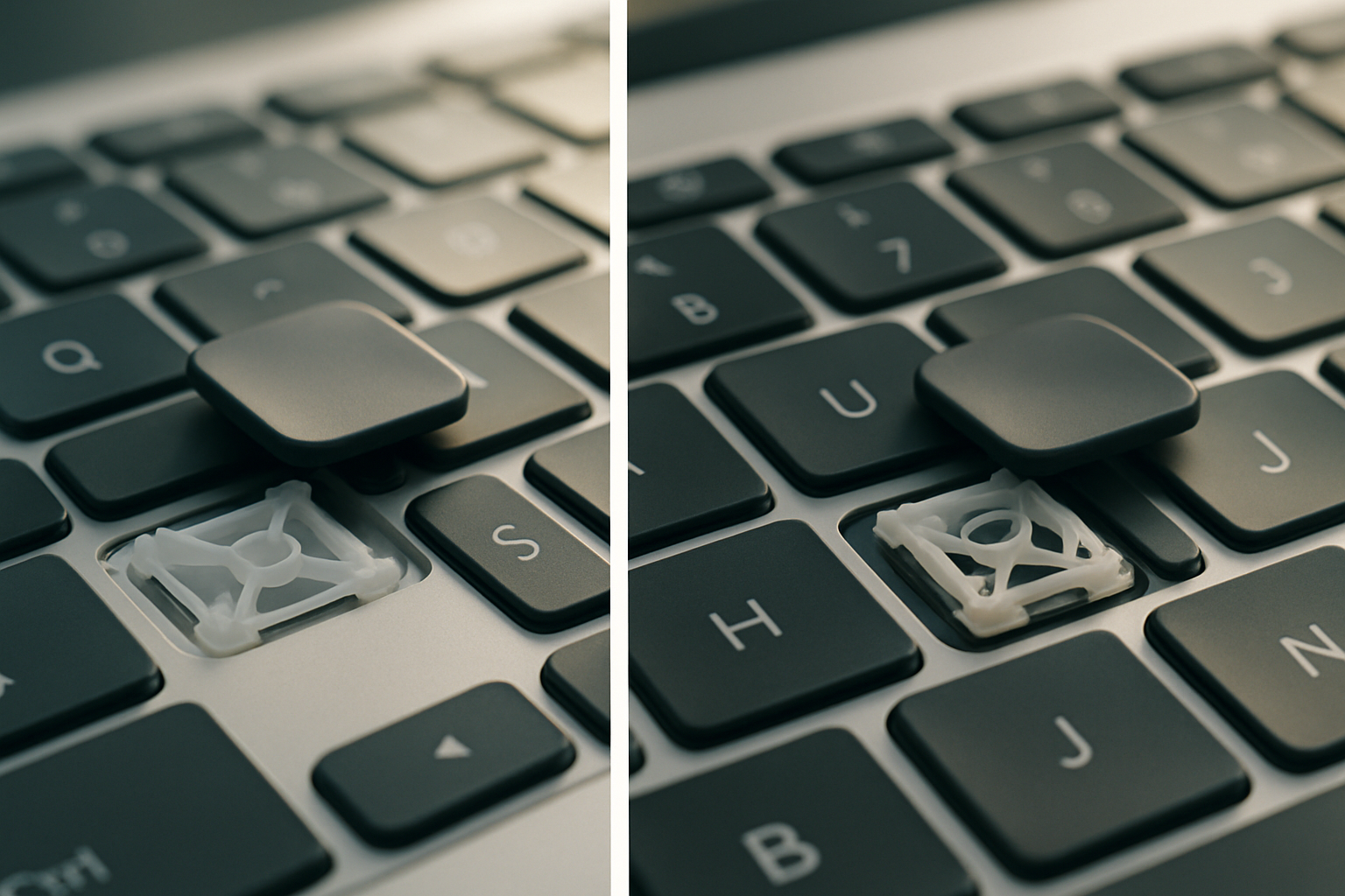 Comparaison des claviers papillon et Magic Keyboard sur un MacBook