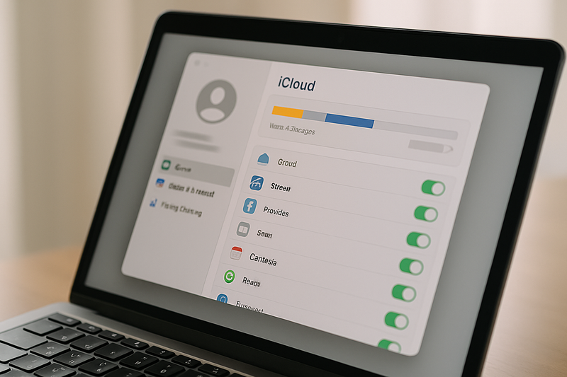 Vérification des réglages iCloud sur un écran de MacBook