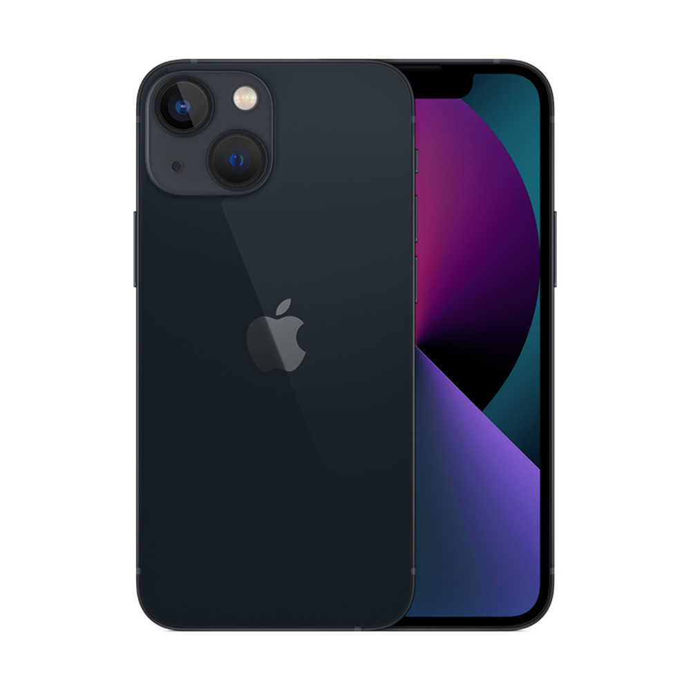 Apple iPhone 13 mini Midnight, dos et face