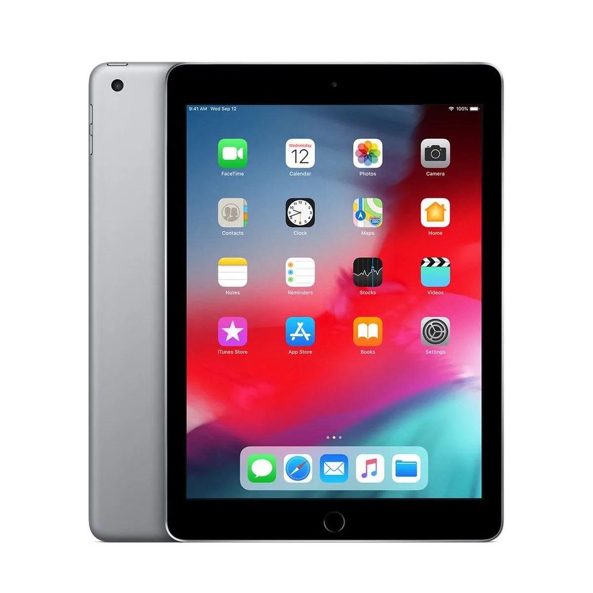 Apple iPad 9,7 pouces gris sidéral, vue avant et arrière