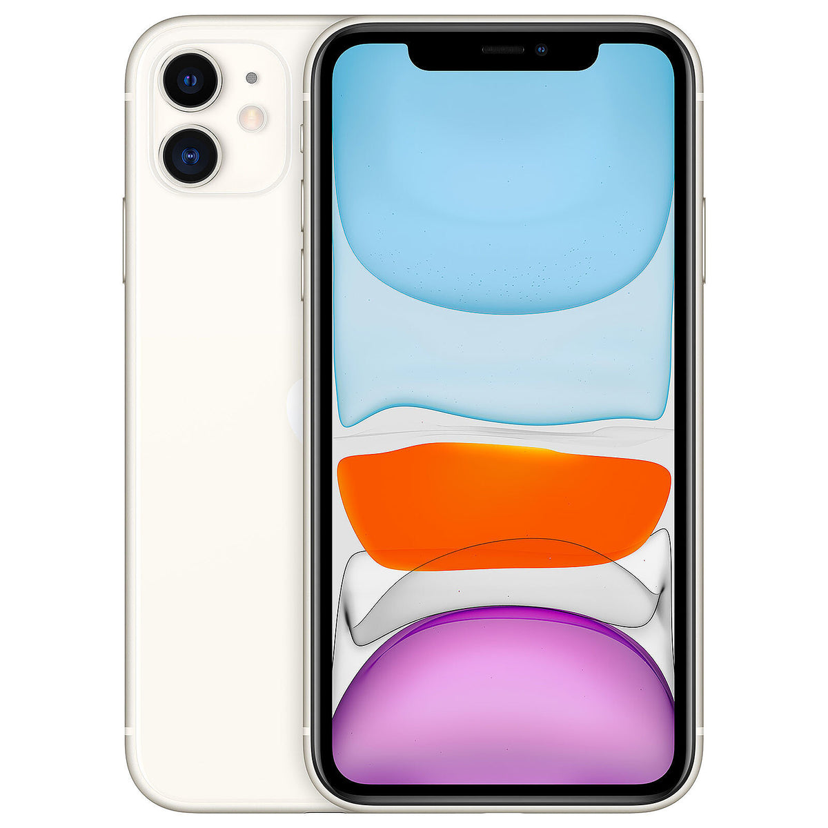 Apple iPhone 11 blanc, vue avant et arrière